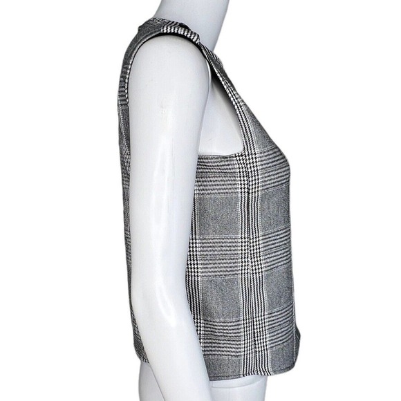 Zara Basic Top Womens XS Black White Houndstooth Plaid Casual Workwear Versatile - Picture 2 of 7